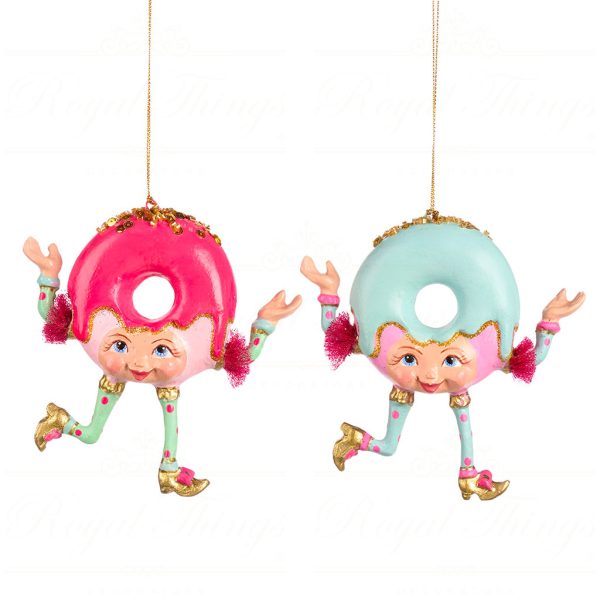B 86756 Goodwill Christmas Ornaments Trendy Candy Donut Ornament Pink Blue Recovered