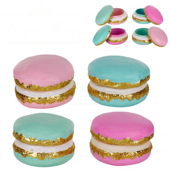 B 86758 Goodwill Christmas Decorative Items Trendy Candy Paper Mache Macaron Box Blue Pink