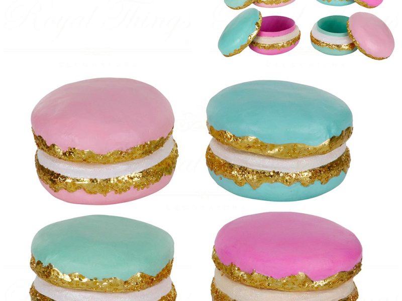 B 86758 Goodwill Christmas Decorative Items Trendy Candy Paper Mache Macaron Box Blue Pink
