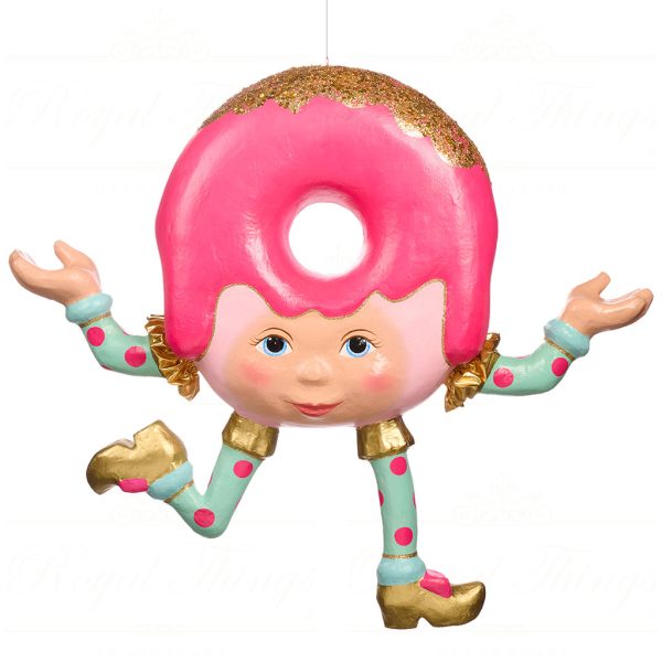 B 86762 Goodwill Christmas Decorative Items Trendy Candy Paper Mache Donut Display Blue Pink