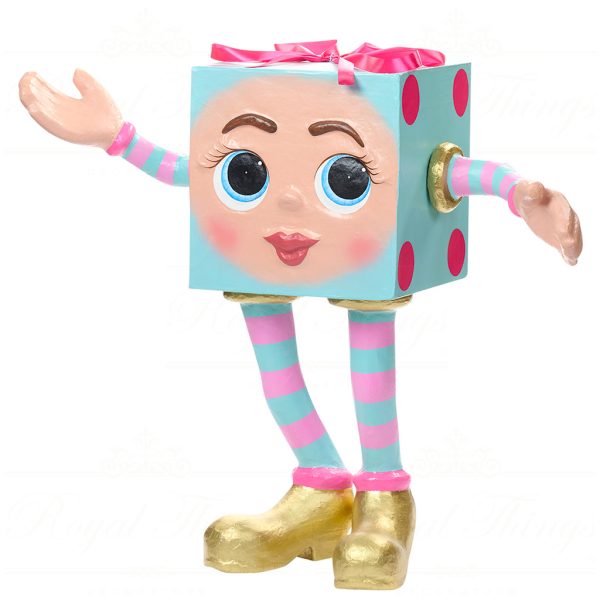 B 86764 Goodwill Christmas Decorative Items Trendy Candy Paper Mache Box Display Blue Pink