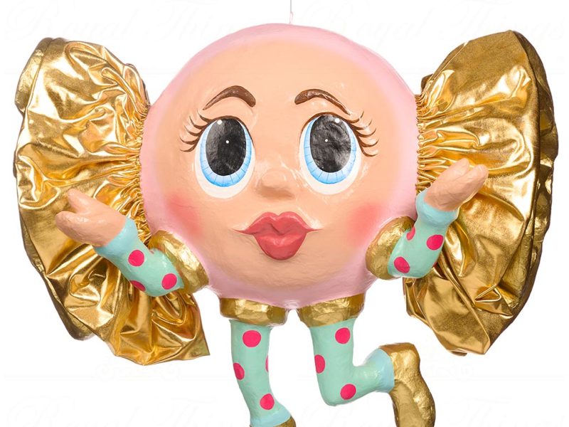 B 86765 Goodwill Christmas Decorative Items Trendy Candy Paper Mache Wrapped Candy Display Blue Pink