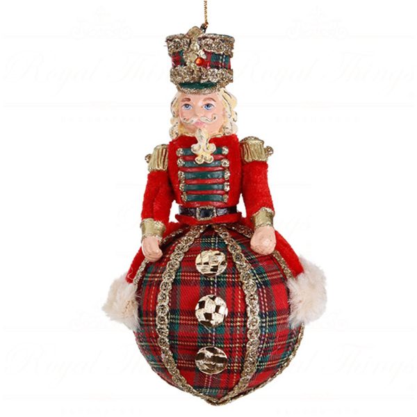 B 87005 Goodwill Christmas Ornaments Tartan Nutcracker On Ball Ornament Red Green Gold Vari Tartanhat