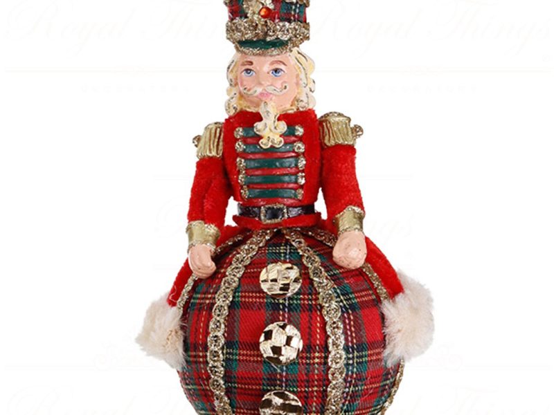 B 87005 Goodwill Christmas Ornaments Tartan Nutcracker On Ball Ornament Red Green Gold Vari Tartanhat