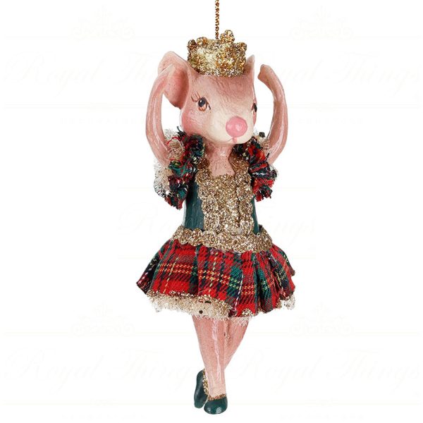 B 87012 Goodwill Christmas Ornaments Tartan Bettina Ballerina Ornament Red Green Gold Vari Green