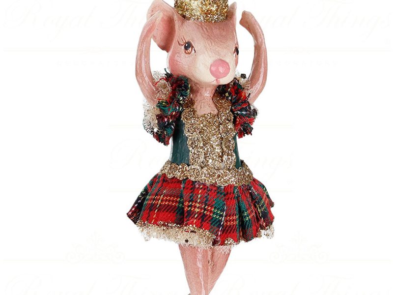 B 87012 Goodwill Christmas Ornaments Tartan Bettina Ballerina Ornament Red Green Gold Vari Green