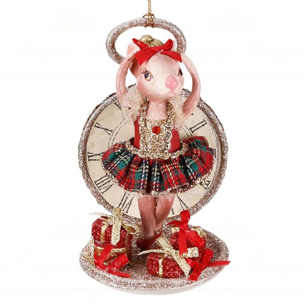 B 87015 Goodwill Christmas Ornaments Tartan Bettina On Clock Ornament Red Gold Green Vari Red