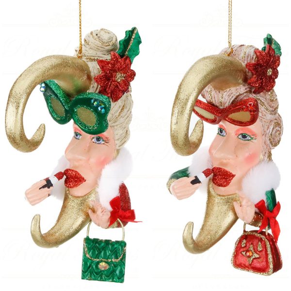 B 87104 Goodwill Christmas Ornaments Xmas Couture Moon Ornament Red Green Gold