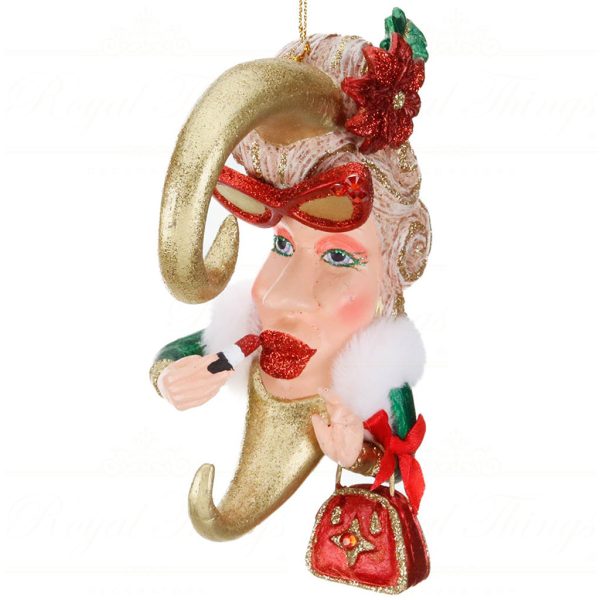 B 87104 Goodwill Christmas Ornaments Xmas Couture Moon Ornament Red Green Gold Vari Redglasses
