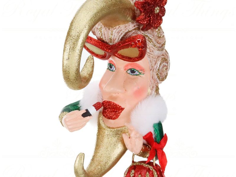 B 87104 Goodwill Christmas Ornaments Xmas Couture Moon Ornament Red Green Gold Vari Redglasses