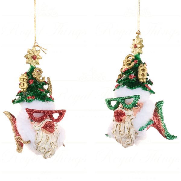 B 87113 Goodwill Christmas Ornaments Xmas Couture Tree Santa Fish Ornament Red Green