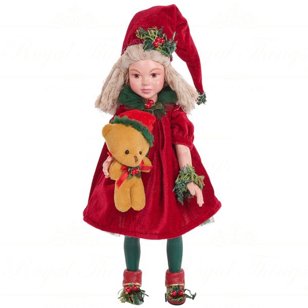 B 87152 Goodwill Christmas Dolls Woodland Bedtime Girl Doll Red Green Brown
