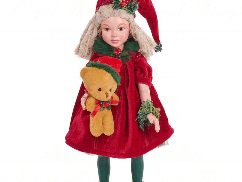 B 87152 Goodwill Christmas Dolls Woodland Bedtime Girl Doll Red Green Brown