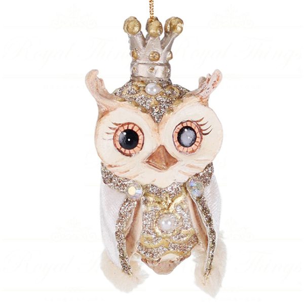 B 87206 Goodwill Christmas Ornaments Regal Winter Owl Ornament Gold Cream Vari Campagnecrown
