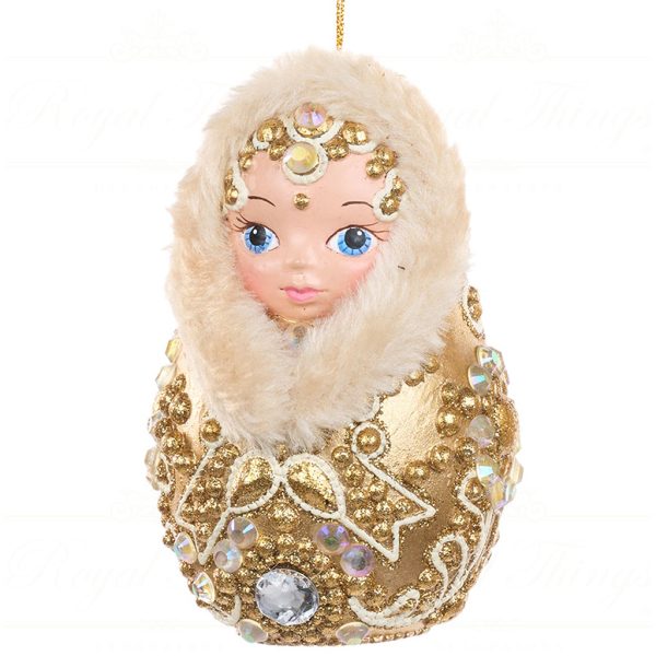 B 87211 Goodwill Christmas Ornaments Regal Winter Matr Nesting Doll Gold Cream Vari Goldbody