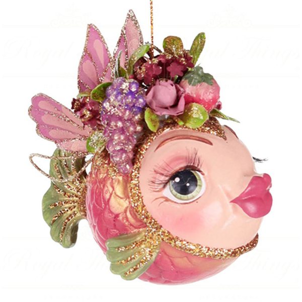 B 87256 Goodwill Christmas Ornaments Fairy Banquet Puffer Fish Ornament Pink Purple Vari A