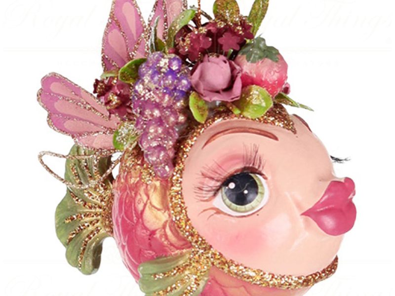B 87256 Goodwill Christmas Ornaments Fairy Banquet Puffer Fish Ornament Pink Purple Vari A