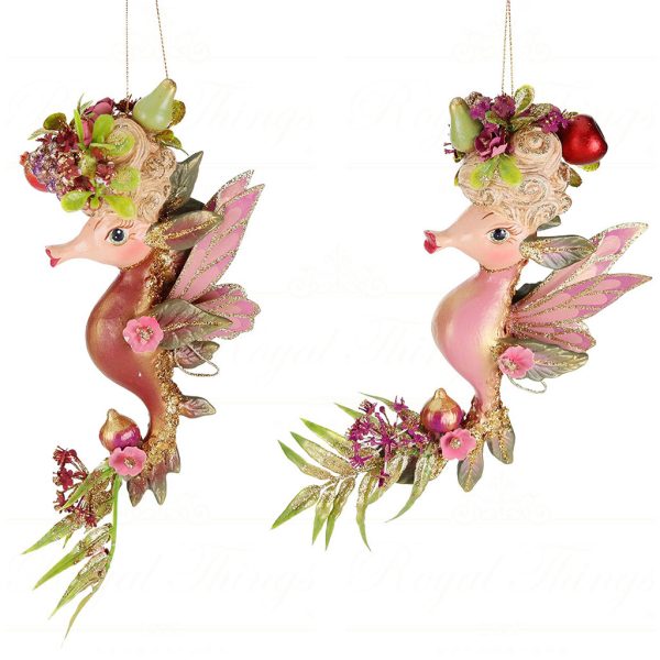 B 87257 Goodwill Christmas Ornaments Fairy Banquet Seahorse Ornament Green Purple