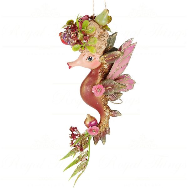 B 87257 Goodwill Christmas Ornaments Fairy Banquet Seahorse Ornament Green Purple Vari B