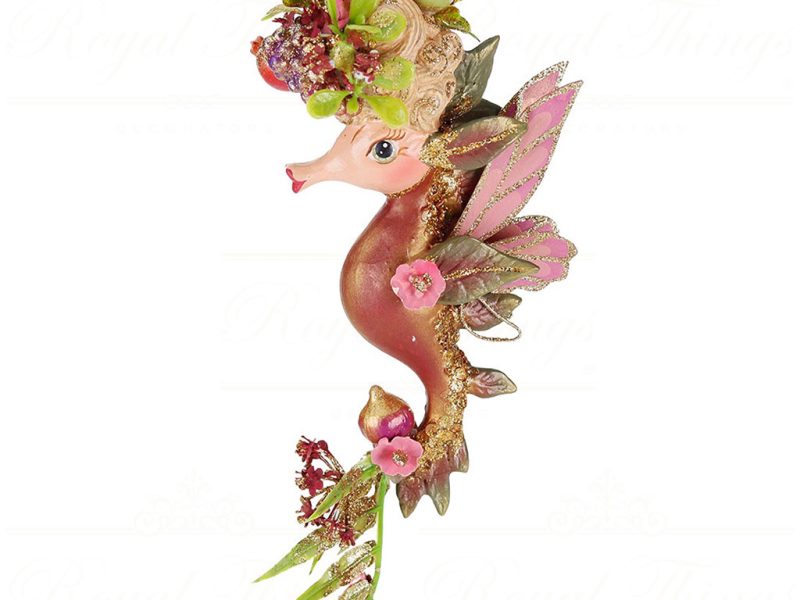 B 87257 Goodwill Christmas Ornaments Fairy Banquet Seahorse Ornament Green Purple Vari B