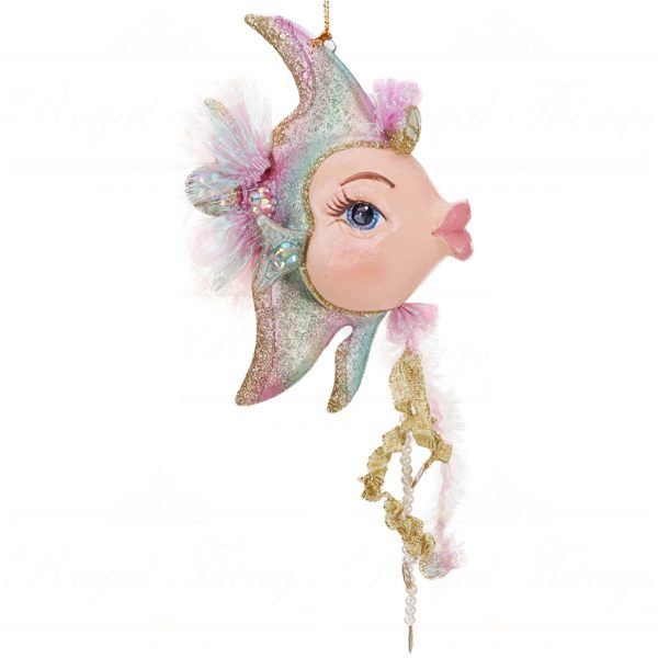 B 87301 Goodwill Christmas Ornaments Teasure Angel Fish Ornament Pink Green Vari A