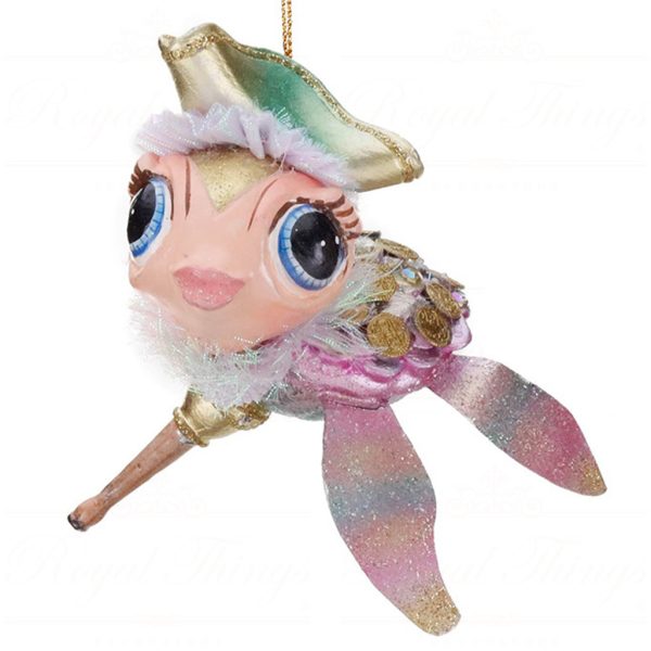 B 87302 Goodwill Christmas Ornaments Treasure Pirate Turtle Ornament Gold Pink Green Vari B