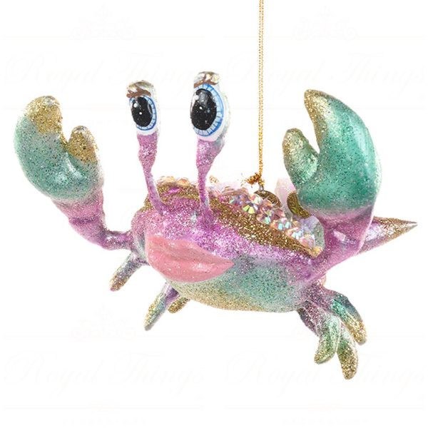 B 87304 Goodwill Christmas Ornaments Treasure Shell Crab Ornament Pink Green Vari B