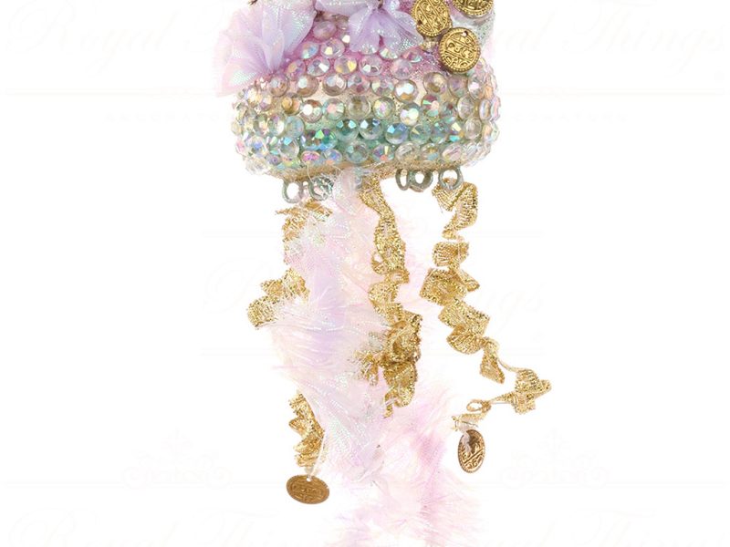 B 87305 Goodwill Christmas Ornaments Treasure Jelly Fish Ornament Gold Pink Green Vari B
