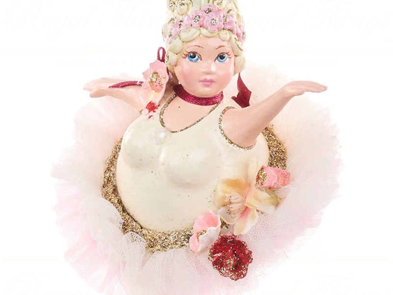 B 87360 Goodwill Christmas Ornaments Ballet Chubby Ballerina Ornament Pink Cream Vari Cream