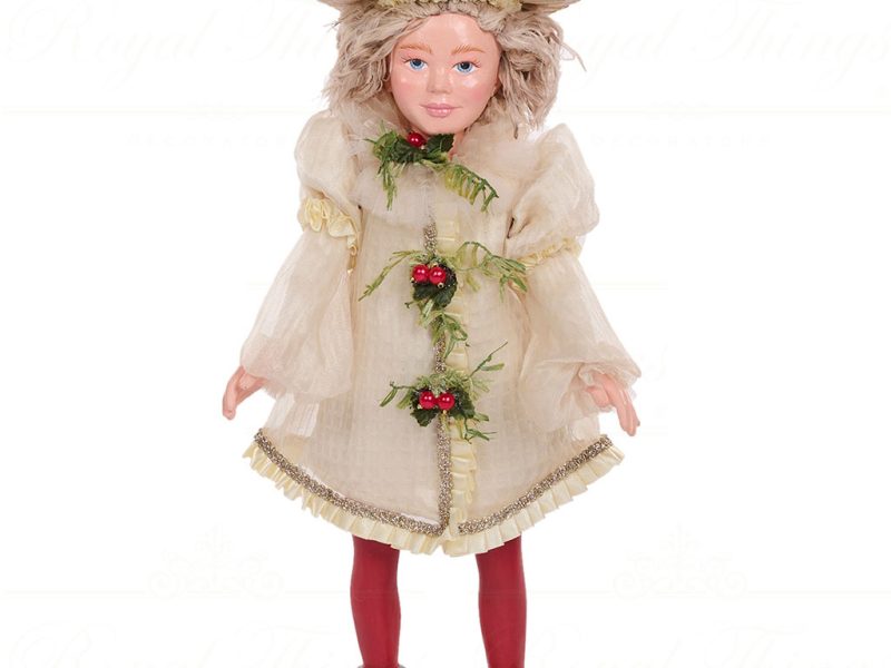 B 87401 Goodwill Christmas Dolls Snow White Mushroom Boy Doll Red Cream Green