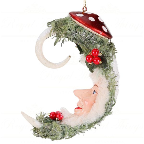 B 87403 Goodwill Christmas Ornaments Snow White Moon Ornament Red White Green