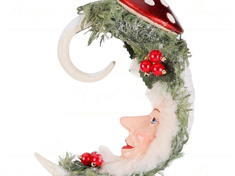 B 87403 Goodwill Christmas Ornaments Snow White Moon Ornament Red White Green