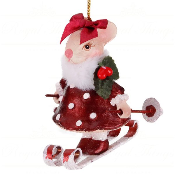 B 87416 Goodwill Christmas Ornaments Snow White Mushroom Ski Mouse Ornament Red White Vari B