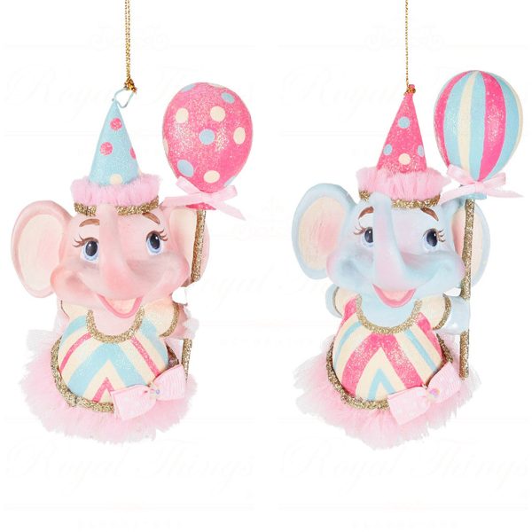 B 87450 Goodwill Christmas Ornaments Cotton Candy Carnival Elephant Ornament Pink Blue
