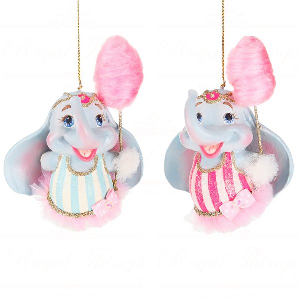B 87456 Goodwill Christmas Ornaments Cotton Candy Carnival Elephant Ornament Pink Blue