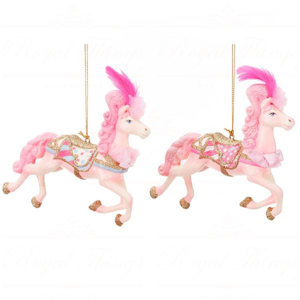 B 87458 Goodwill Christmas Ornaments Cotton Candy Carnival Horse Ornament Pink Blue