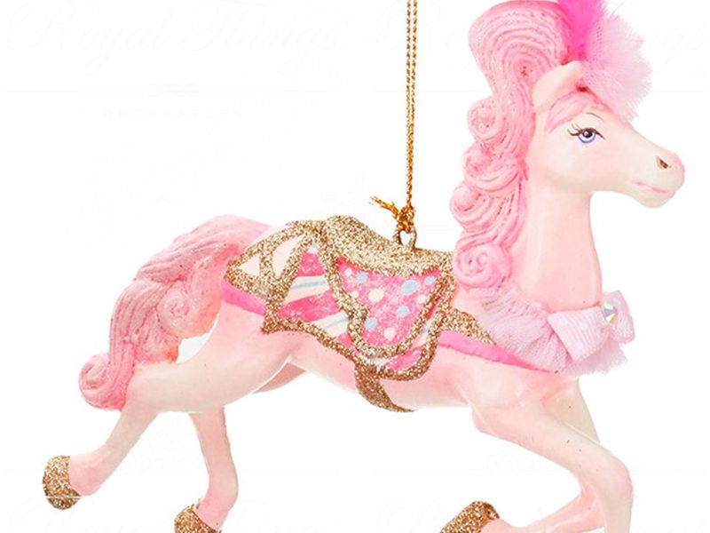 B 87458 Goodwill Christmas Ornaments Cotton Candy Carnival Horse Ornament Pink Blue Vari B