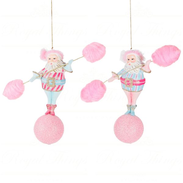 B 87459 Goodwill Christmas Ornaments Cotton Candy Carnival Balance Santa Ornament Pink