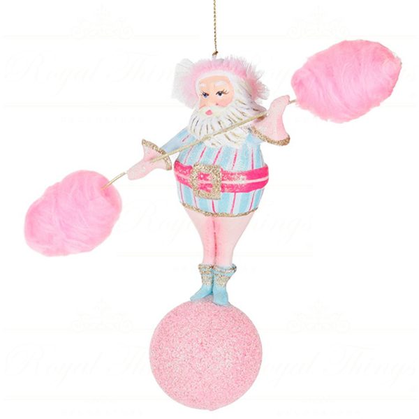 B 87459 Goodwill Christmas Ornaments Cotton Candy Carnival Balance Santa Ornament Pink Vari B