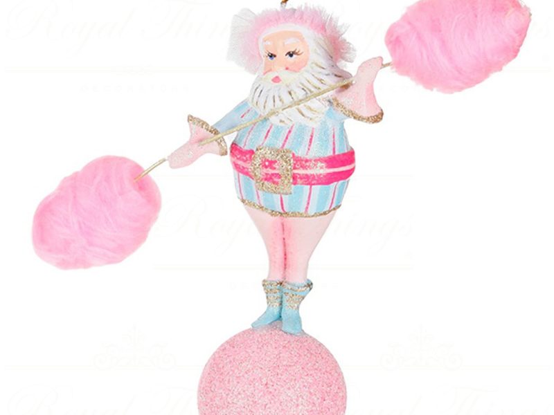B 87459 Goodwill Christmas Ornaments Cotton Candy Carnival Balance Santa Ornament Pink Vari B
