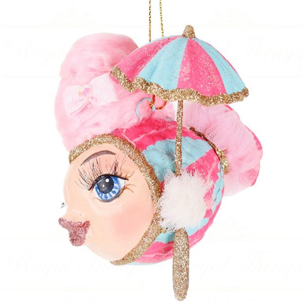 B 87462 Goodwill Christmas Ornaments Cotton Candy Carnival Puffer Fish Ornament Pink Blue Vari A