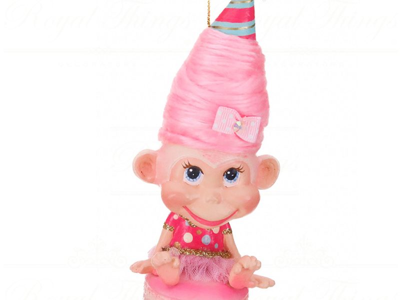 B 87465 Goodwill Christmas Ornaments Cotton Candy Carnival Mac.monkey Ornament Pink Vari B