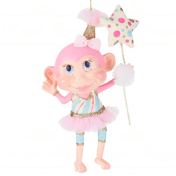 B 87466 Goodwill Christmas Ornaments Cotton Candy Carnival Dangling Monkey Ornament Pink Blue Vari A