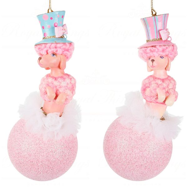 B 87468 Goodwill Christmas Ornaments Cotton Candy Carnival Poodle Ball Ornament Pink Blue