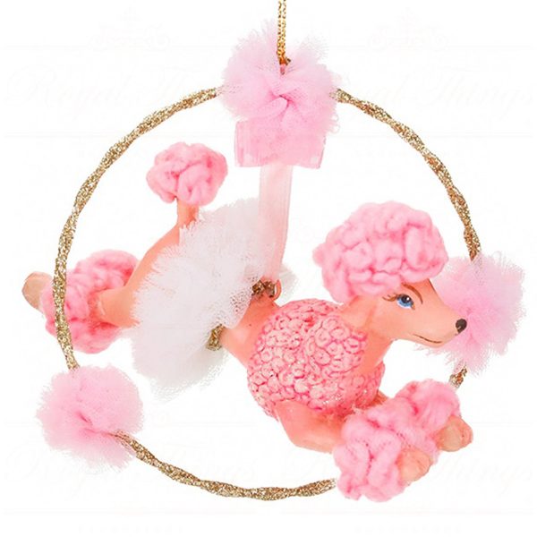 B 87472 Goodwill Christmas Ornaments Cotton Candy Carnival Poodle Hoop Ornament Pink Vari B
