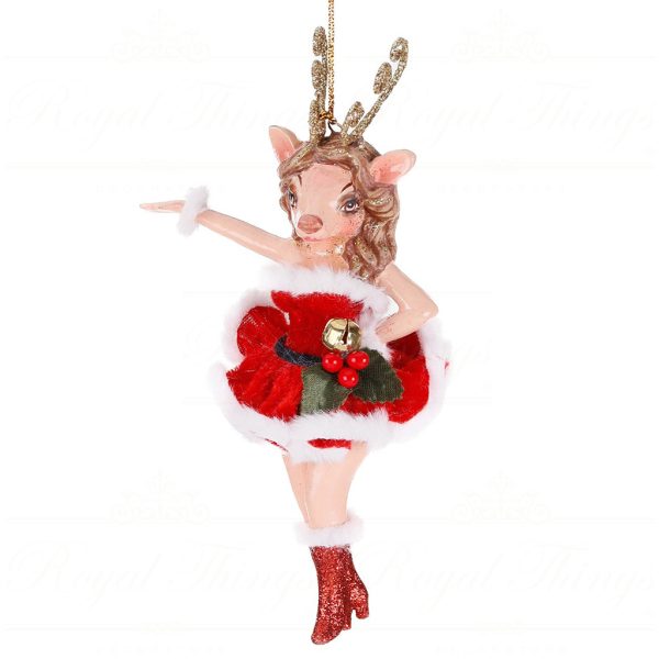 B 87501 Goodwill Christmas Ornaments Mariah Xmas Deer Ornament Red White