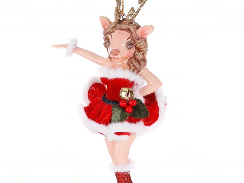 B 87501 Goodwill Christmas Ornaments Mariah Xmas Deer Ornament Red White
