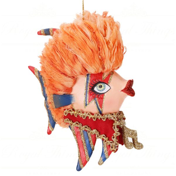 B 87502 Goodwill Christmas Ornaments Bowie Fish Ornament Orange Blue Red