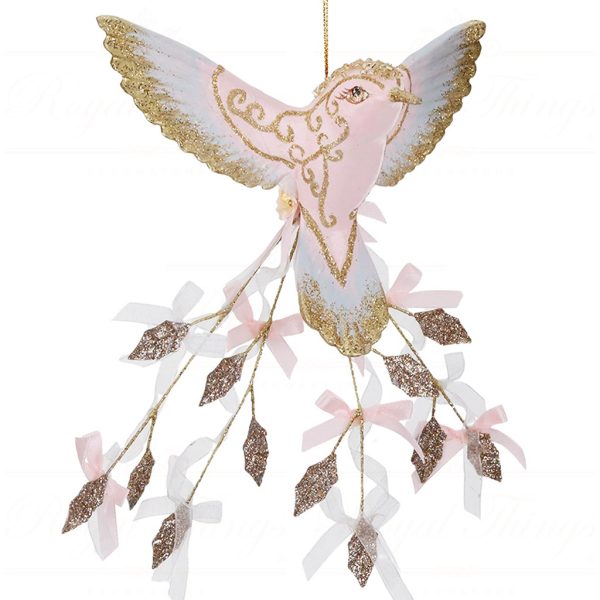 B 87550 Goodwill Christmas Ornaments Paradise Bow Hummingbird Ornament Blue Pink Vari Blue