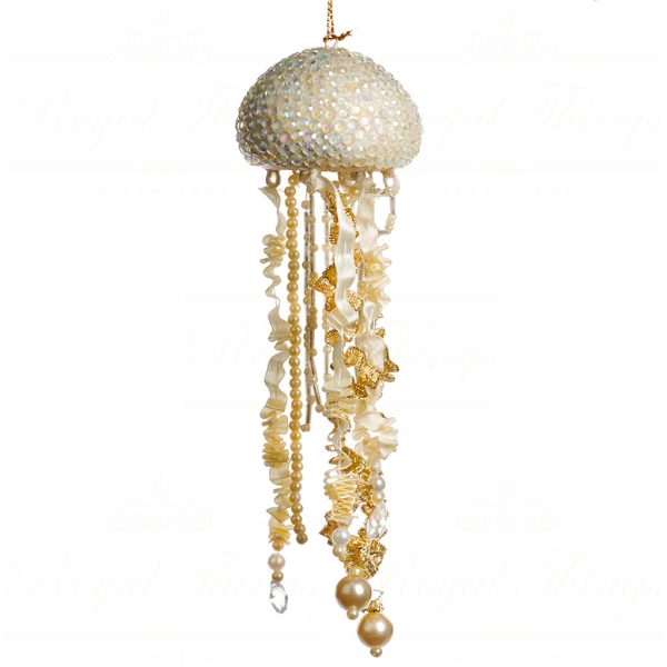 B 90215 Goodwill Christmas Ornaments Glam Jewel Jellyfish Ornament Cream Champagne Gold Vari Champagne